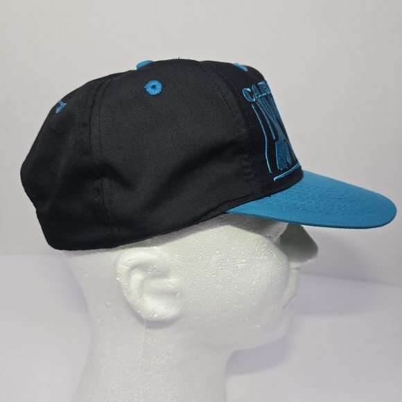 CAROLINA PANTHERS LOGO 7 Vintage 90’s SnapBack NFL Hat -Black/Teal - Picture 5 of 10